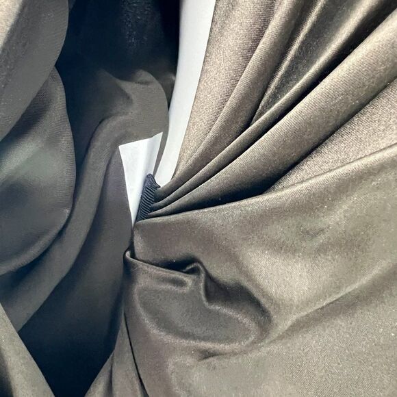 Ports 1961 Brown Elegant Silk Sleeveless V-Neck Ruched Sheath Dress, Size 6 - Picture 10 of 14